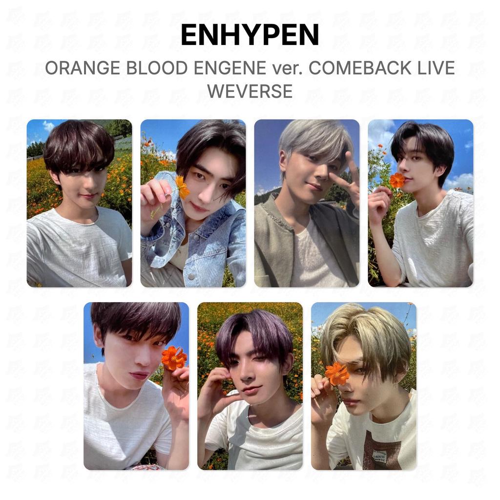 ENHYPEN ORANGE BLOOD ENGENE версия. Официальная фотокарточка COMEBACK LIVE WEVERSE