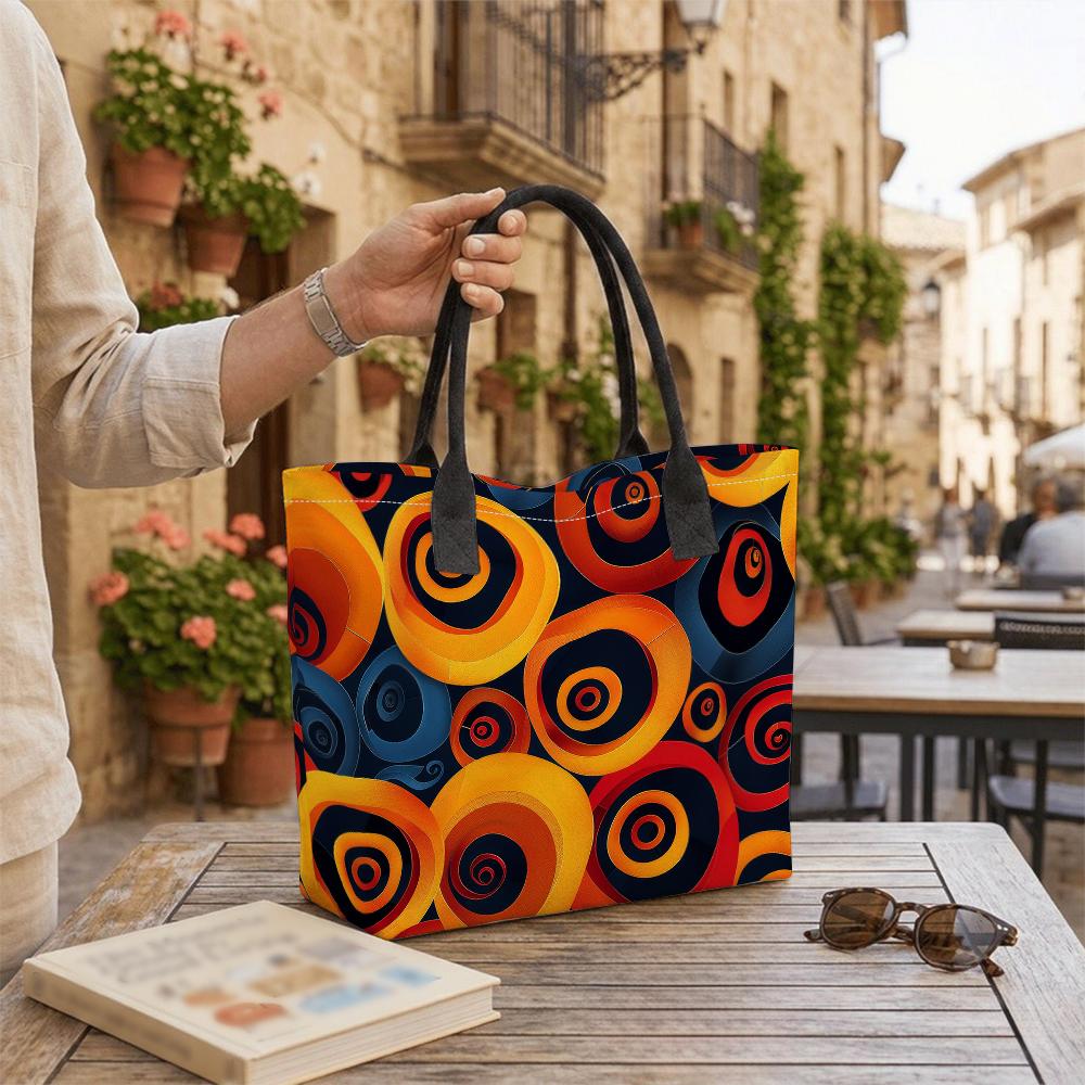 Abstract Vortex Printed Tote Bag Fashion Casual Large Capacity Daily Carry Handbag