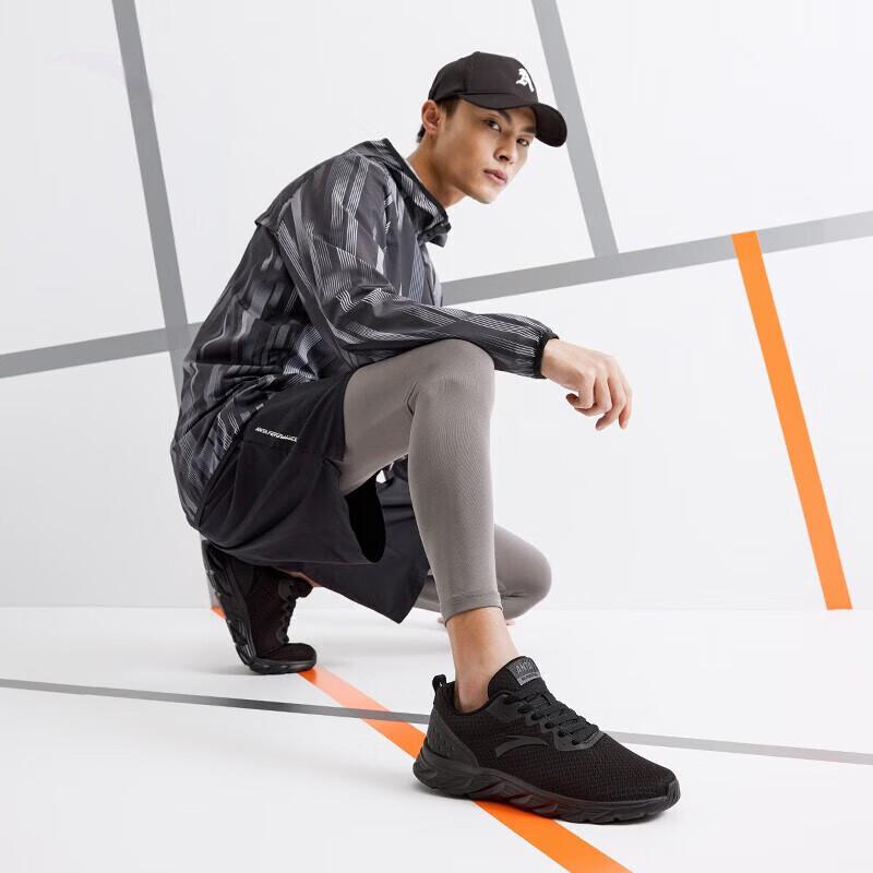 Anta Retro Trendy Versatile Simple Shock Absorbing Wear Resistant Low Top Running Shoes Men Sneakers Black 912445522-7