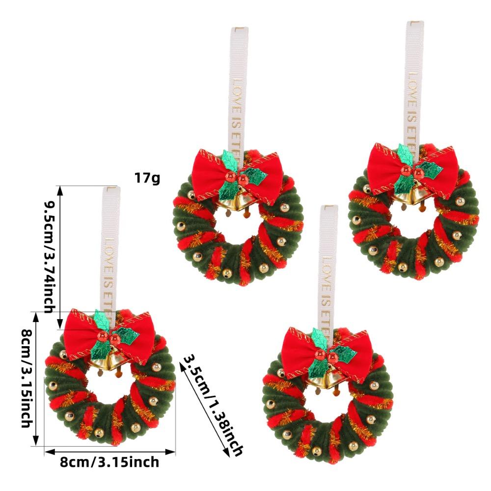 4PCS With Bell Christmas Wreath Pendant Pendant Style Car Hanging Decor Xmas Celebration