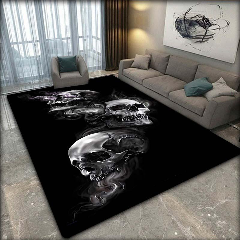 Skull Pattern Crystal Velvet Area Rug - For Living Room, Bedroom, Office - Available in Multiple Sizes, Home Decor