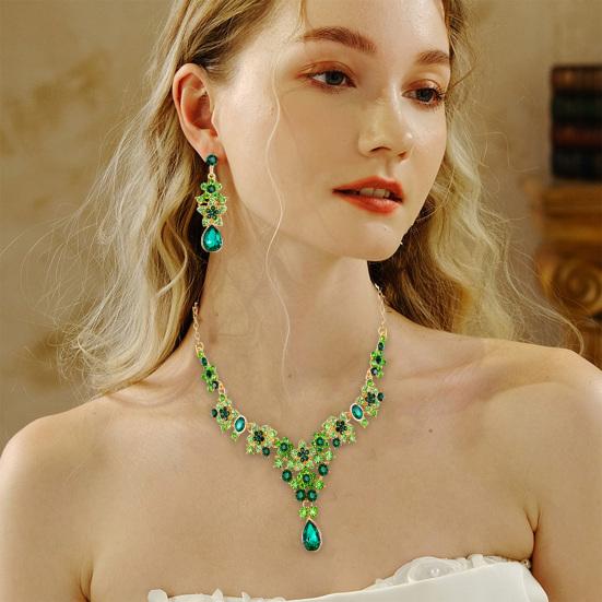 1 комплект ювелирных изделий для невесты, искусственное ожерелье с кристаллами, симметричный роскошный комплект, висячие серьги, выпускной вечер