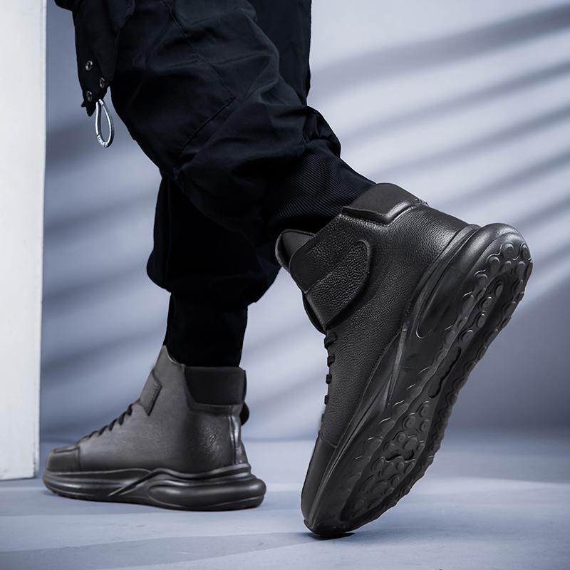 Модные новые мужские кроссовки 2024 года, кожаные спортивные мужские повседневные утолщенные ботинки, износостойкие ботинки для ходьбы на открытом воздухе на осень-зиму