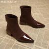 Модные женские замшевые ботильоны с острым носком, модные туфли на среднем каблуке, женская обувь 2025 года, элегантные зимние готические туфли-лодочки, ботинки челси Mujer