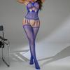 Sex Underwear Sexy Perspective Royal Blue One-piece Suspender Temptation Backless Hollow Open Net Coat
