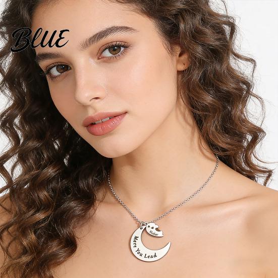 Family Love Necklace 1 Pair Bonds Moon Heart-Shaped Pendant Versatile