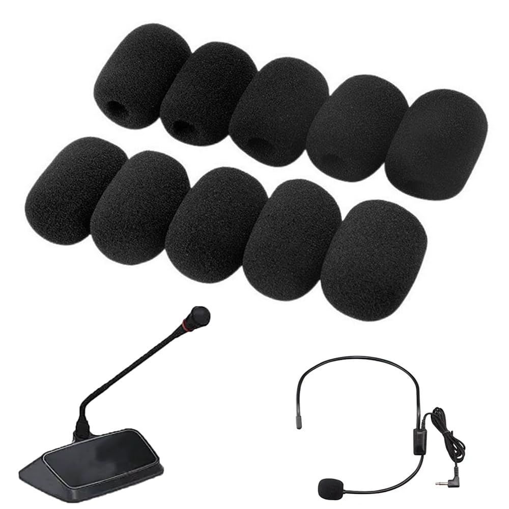 HAUUFENN Microphone Sponge Windscreen Foam 20mm 15mm 5mm Inner for Lavalier Washable and Black Cover, Sponge, Height, Width, Diameter, 12-Pack,