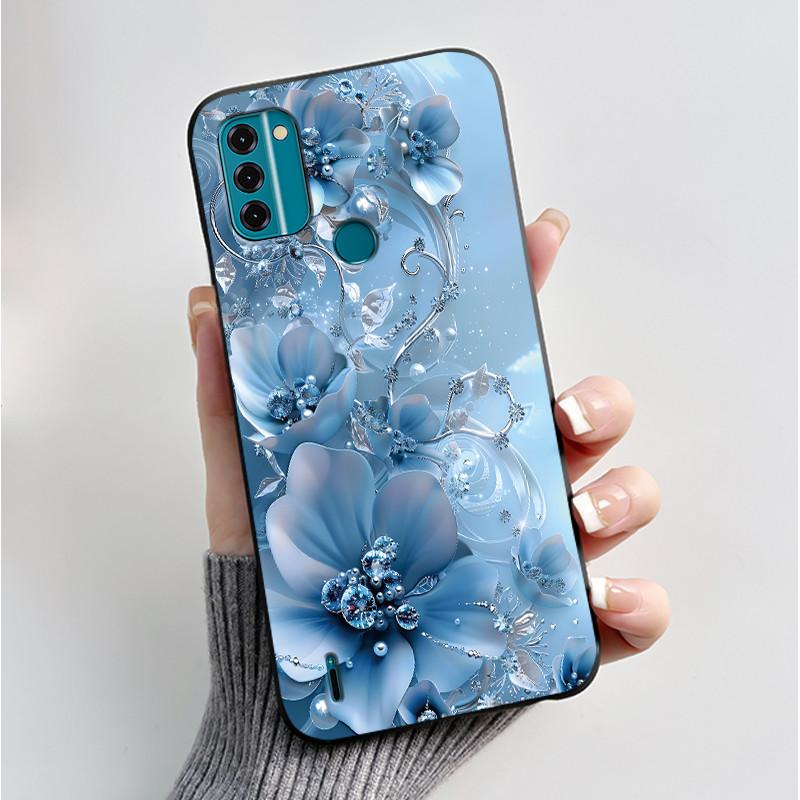 For Nokia C31 / Nokia C21 Plus Case Fashion Luxury Flowers Butterfly Black Protective Soft Silicone Cover For NokiaC31 Casing