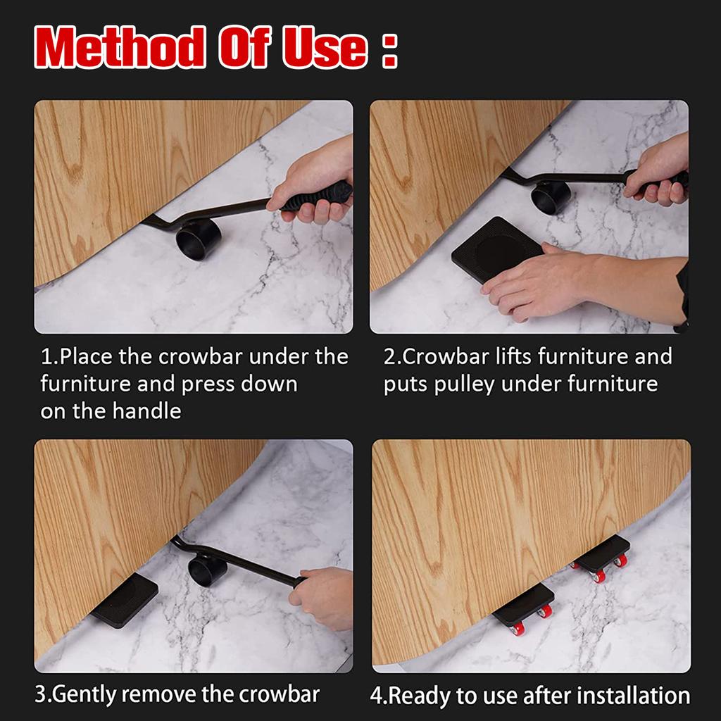 330 фунтов комплект для перемещения мебели, вращающийся на 360 градусов, комплект роликов для подъема тяжелой мебели с подъемником для снятия колесных стержней