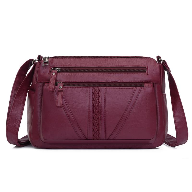 Новая женская сумка на плечо из промытой водой кожи, мягкая кожаная сумка через плечо, винтажная модная простая многослойная женская сумка для мам среднего возраста