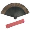 Folding Pure Black Set Fan for Women Bone [KYOETSU] [Kyoetsu] Fan, Silk, Plain, Bone, 2-piece (fan, Bag) (black 9)
