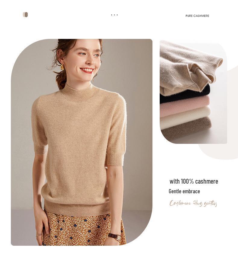 Lekasha Women's 100% Pure Cashmere Half-High Collar Sweater for Autumn and Winter