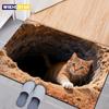 3D Оптическая Иллюзия Кот Круглое Отверстие Коврик для Двери Ежедневный Домашний Впитывающий Противоскользящий Ковер Гостиная Спальня Ванная Комната Прихожая Декор Ковер