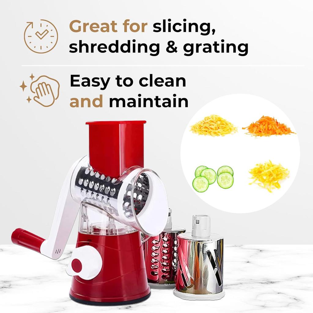 NEW Vegetable Cutter & Slicer Manual Kitchen Cheese Chopper Machine With 3 Sharp Drums Multifunctional Garlic Potato Shredder