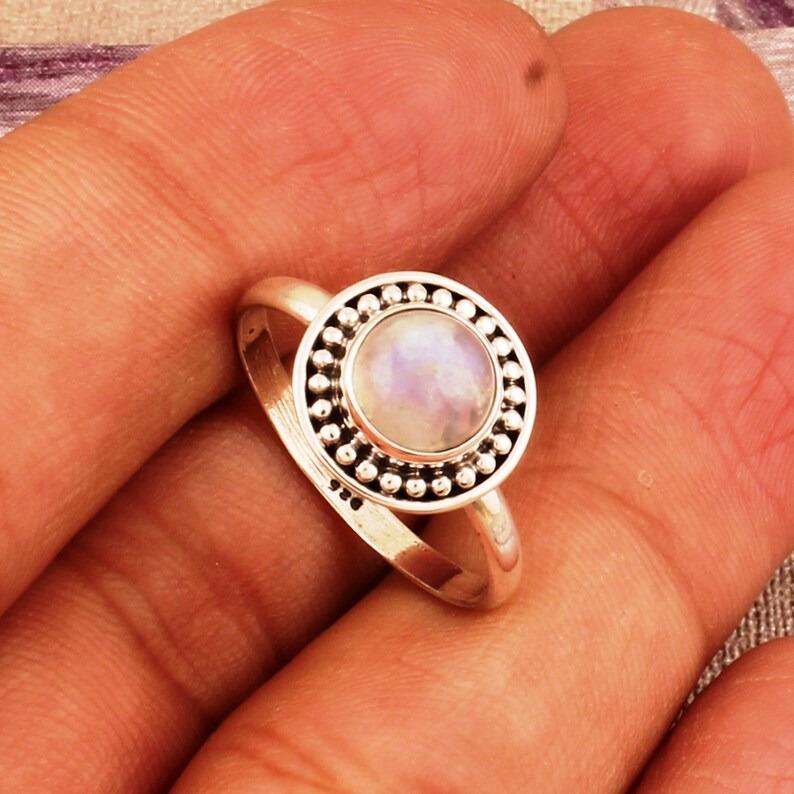 Moonstone 925 Sterling Silver Ring Solid Stone Ring Statement Gemstone Ring Bridal Ring Gift For Christmas 3.95 Gms Approx