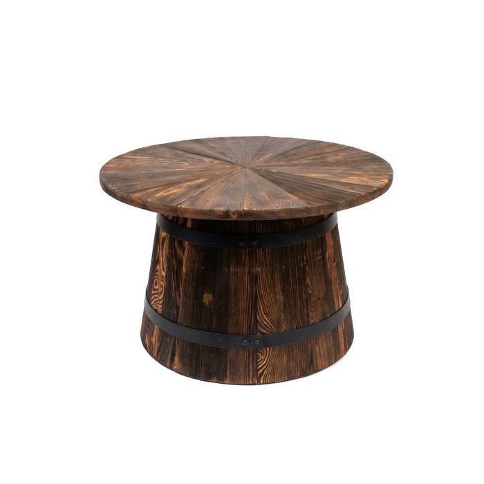 Table basse - CREATIVE COOPER - SK_OKR_W_OP - Wengé brûlé - Pin massif - Rond, finition huilée