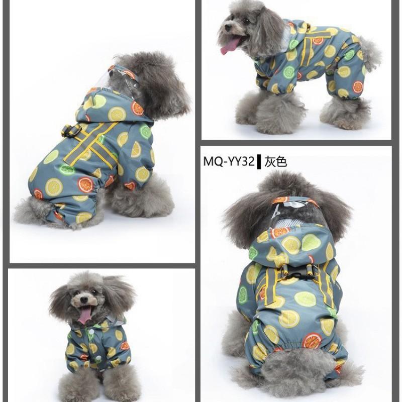 Reflective Strip Dog Raincoat With Hood Leash Hole Full-Body Waterproof Pet Coat Small To Large Dogs
