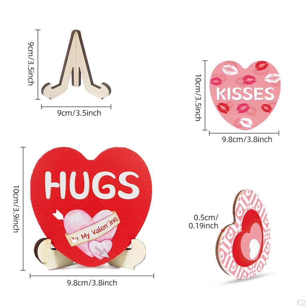 3 шт. Valentine's Day Сердечный Знак Настольные Украшения Подарок Деревянные Знаки Любви Валентина