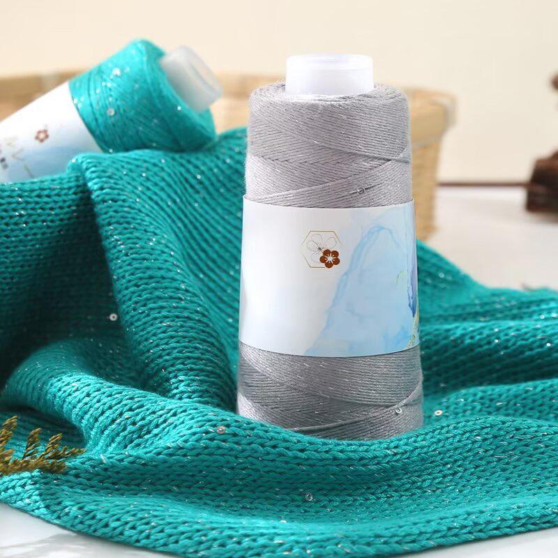 1 шт. Пряжа ручной вязки для подарка, сделай сам, блестящая шелковая нить с пайетками, пряжа из чистого хлопка и натурального шелка ручной работы, вязальная пряжа с серебряной нитью