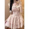 (Original Jacquard) Sweet and cute little flying sleeve dress, summer daughter feeling, waist and thin princess style tutu