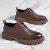 Men's Retro Business Casual Leather Shoes Cowhide Platform Big Head Platform Shoes Form Men British Style Low Work Shoe Male