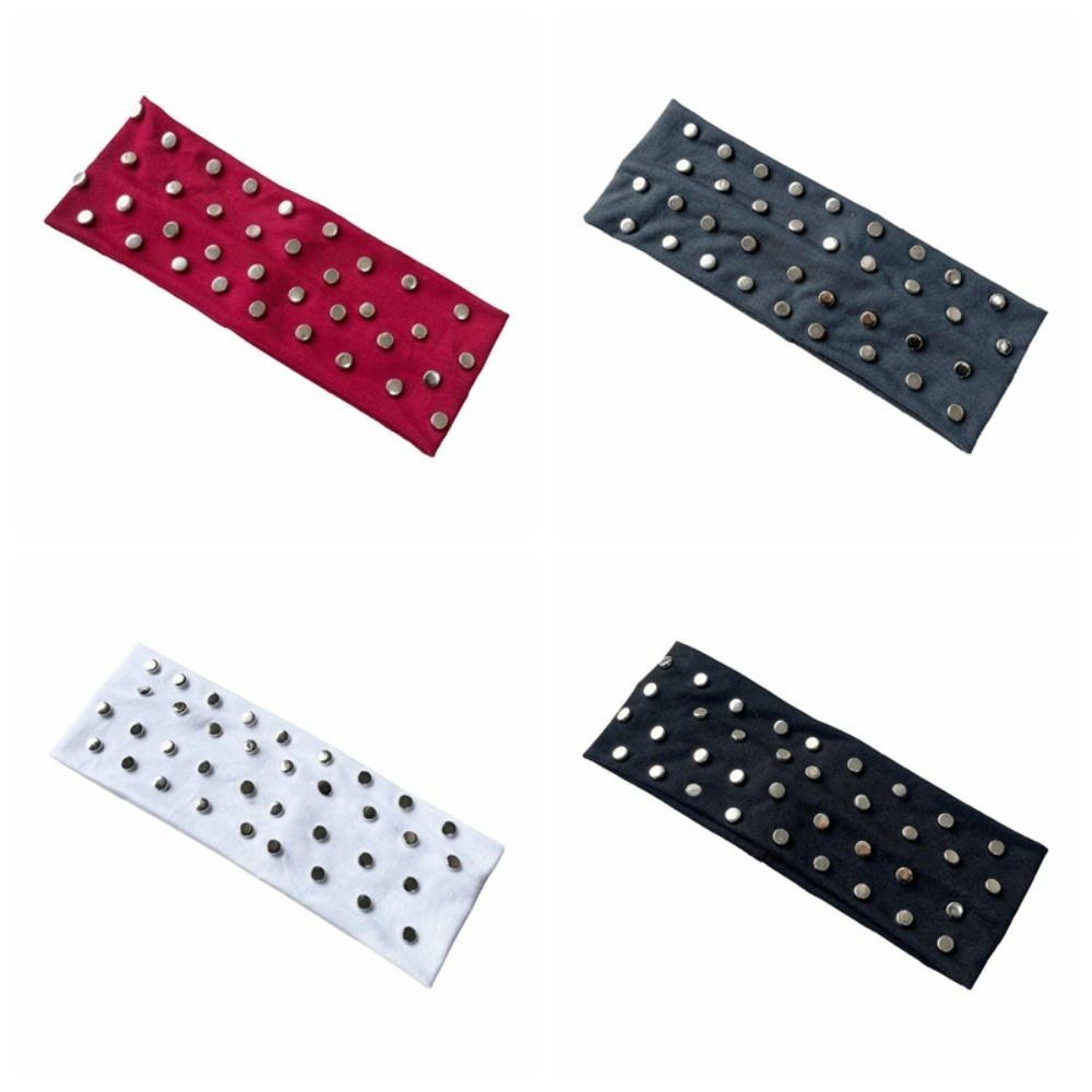 Solid Color Punk Headwrap Korean Style Elastic Hair Band Fashion Rivet Headbands Headwear