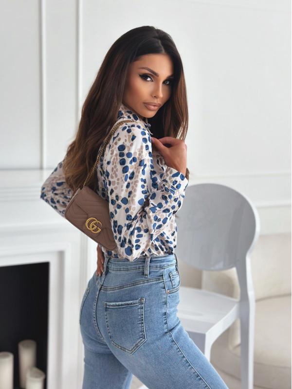 Модная женская блузка-рубашка с длинным рукавом и принтом, многоцветная, осень 2024