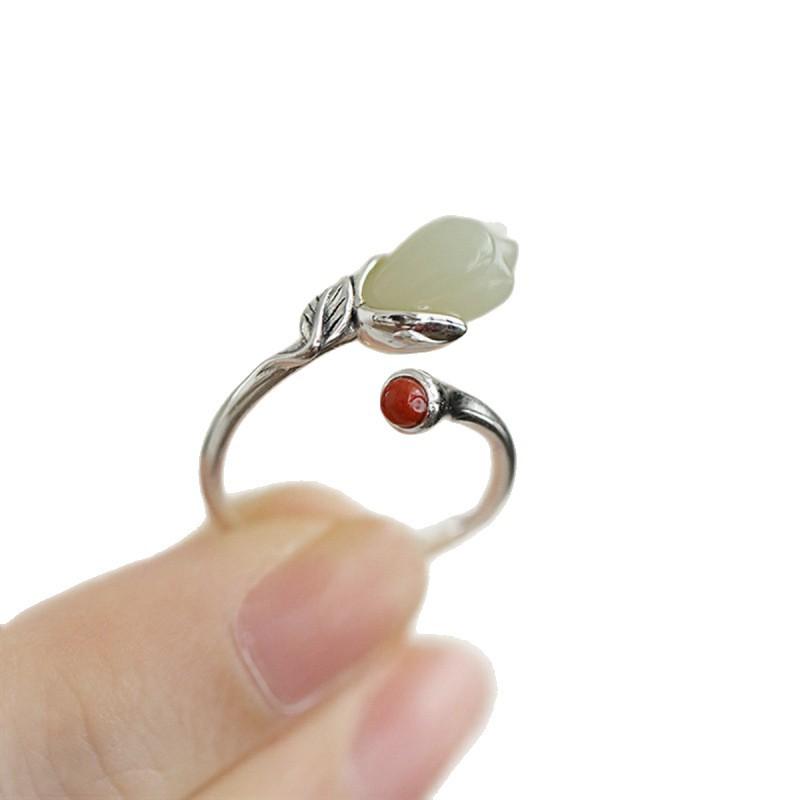 925 Silver Wada Flower Opening Ring 2025 Adjustable Ring Guofeng New Chinese Jewelry 2026