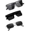 Sheomy Unisex Combo Offer Pack of 3 Shades Glasses Square Sunglasses Rectangle Retro Vintage Narrow Women::Men ,3K-C79C-RWMA