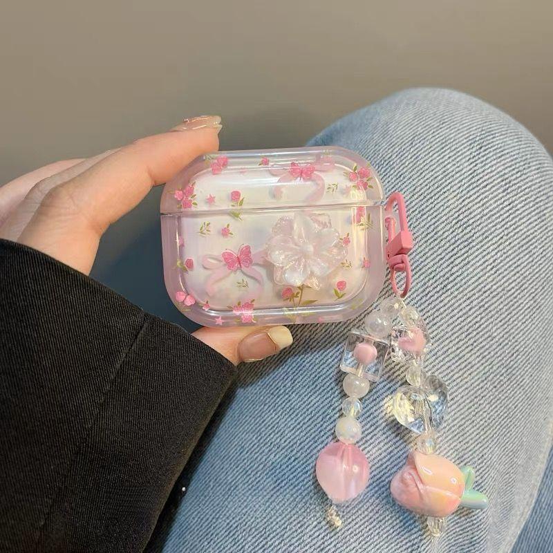 3D градиентный узор с бабочками и цветами Чехол для наушников AirPods 4 3 2 1 Pro2 Жесткий ПК чехол для AirPods 4 4-го Pro 2-го Coque FundasЦветочный кулон