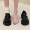 Ретро корейские туфли на толстой подошве для женщин, весна 2025, новые универсальные мокасины с одной педалью, увеличивающие высоту голенища, в британском стиле
