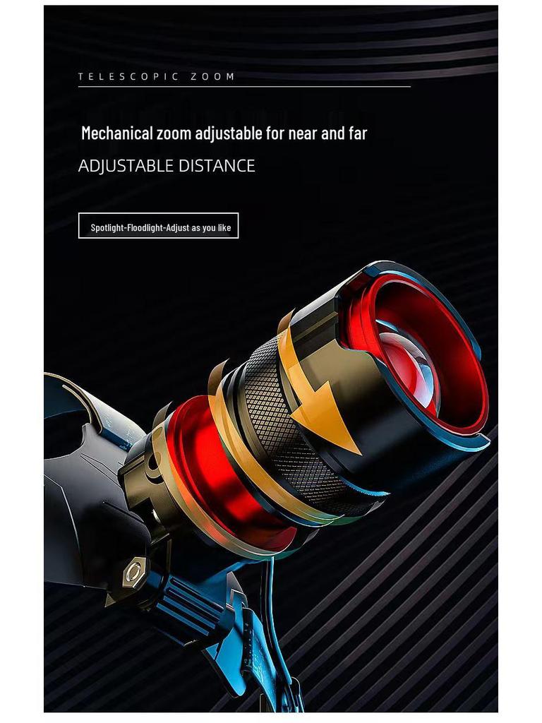 High-Brightness Zoom XHP50 LED Headlamp with Sensor, Rechargeable Battery, Long Life for Outdoor Night Fishing and Patrol