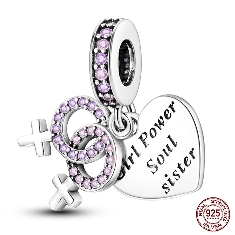 Настоящая медь Розовая серия Шармы-бусины в форме сердца Подходят для оригинальных браслетов Qikaola Сделай сам Украшения на День матери Подарок для мамы