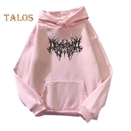 Осень-зима унисекс толстовка с капюшоном затягивающийся эластичный манжет с принтом шипов плотный флис накладной карман свободный длинный рукав свитер теплый топ