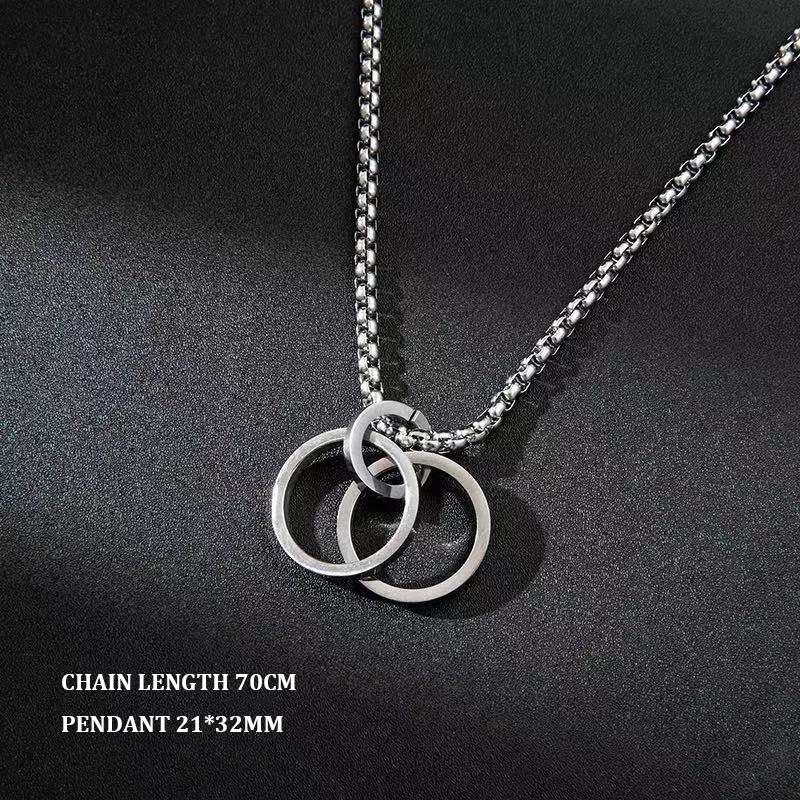 Titanium SteelMen's Necklace Lady's Necklace Double Ring Pendant Hip Hop Titanium Necklace Pendant Accessories