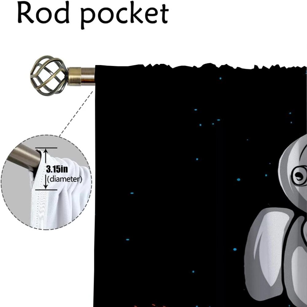 Blackout Curtains for Living Room Astronaut Printing Shades Window Curtain for Room 2 Panel Halloween Decoration Partition Child