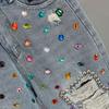 Diamond Studded Beads High-waisted Denim Shorts Female Summer Models Slim Versatile Broken Tassel Shorts