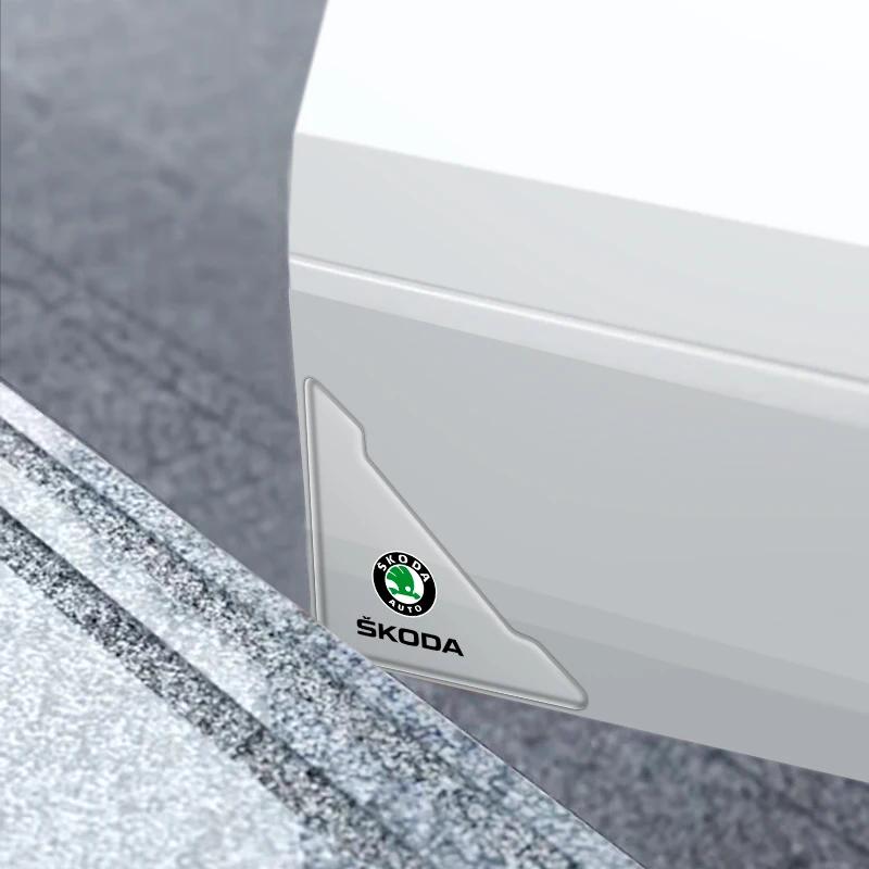 AAABO1 2pcs Car Door Corner Protection Sticker Anti-Collision Protector For Skoda Yeti VRIS Octavia a5 a7 Karoq Kamiq Fabia Kodiaq