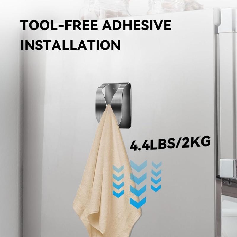 5Pcs Stainless Steel Towel Hook Simple Installation Strong Magnet Kitchen Towel Hanger for Small Spaces