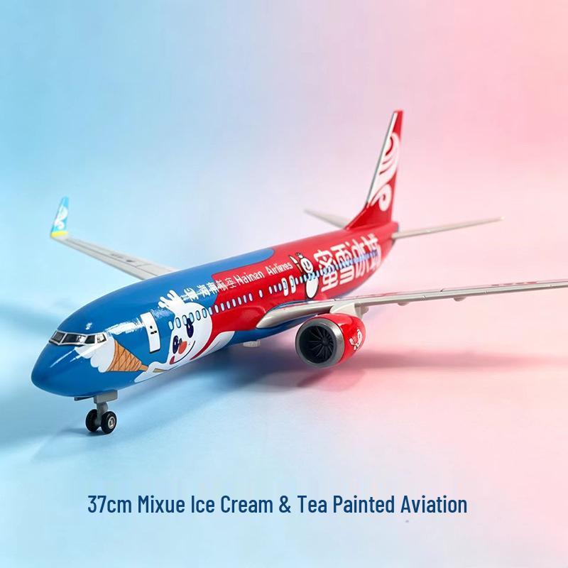 Модель самолета Boeing 737 Hainan Airlines Mixue Bingcheng с огнями и колесами, 37 см