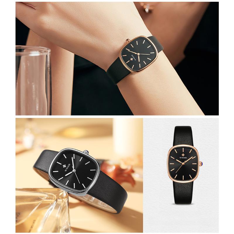 WWOOR элегантные женские новые часы с маленьким квадратным циферблатом, кварцевые водонепроницаемые изысканные винтажные женские часы с ремешком