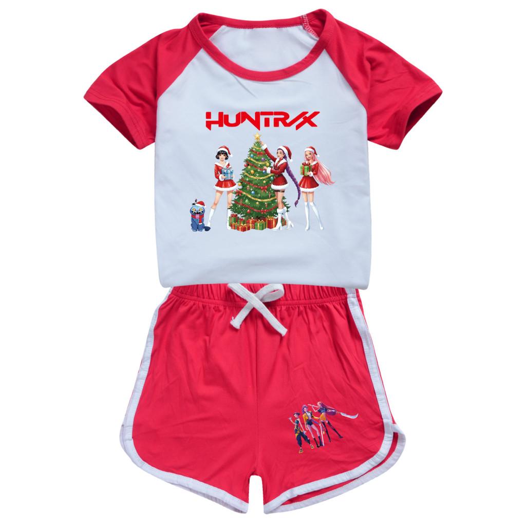 5085 Детский Рождественский POP Руми Зои Мира Принт Футболка Шорты Спортивный Костюм Набор Одежды для Девочек