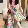 Summer Flower Trousers High-waisted Wide-legged Trousers Loose Straight Nine-minute Tide Seashore Mosquito-proof Leisure Beach Pants