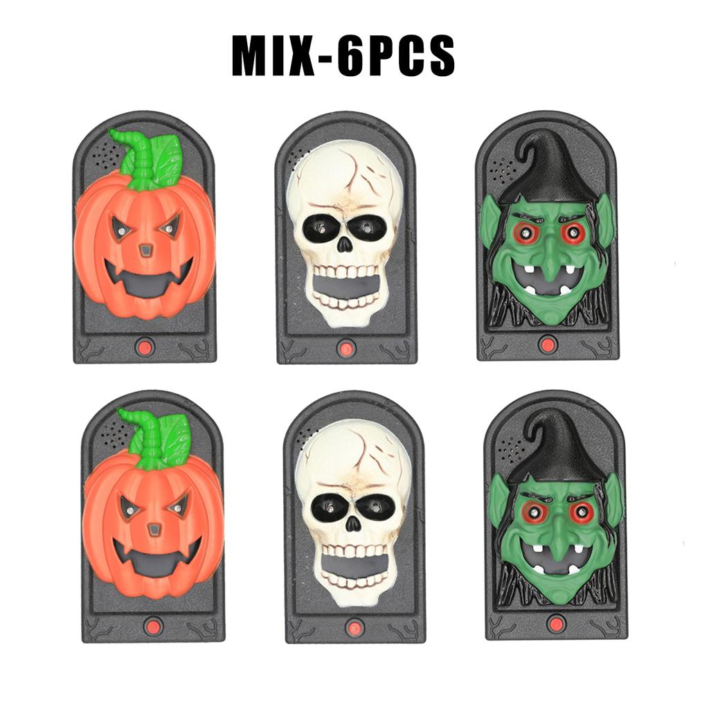 Halloween Pumpkin Light Skull Head Button Sound Haunted House Decoration Glowing Prank Doorbell Prop Scary Fun Party Supplies