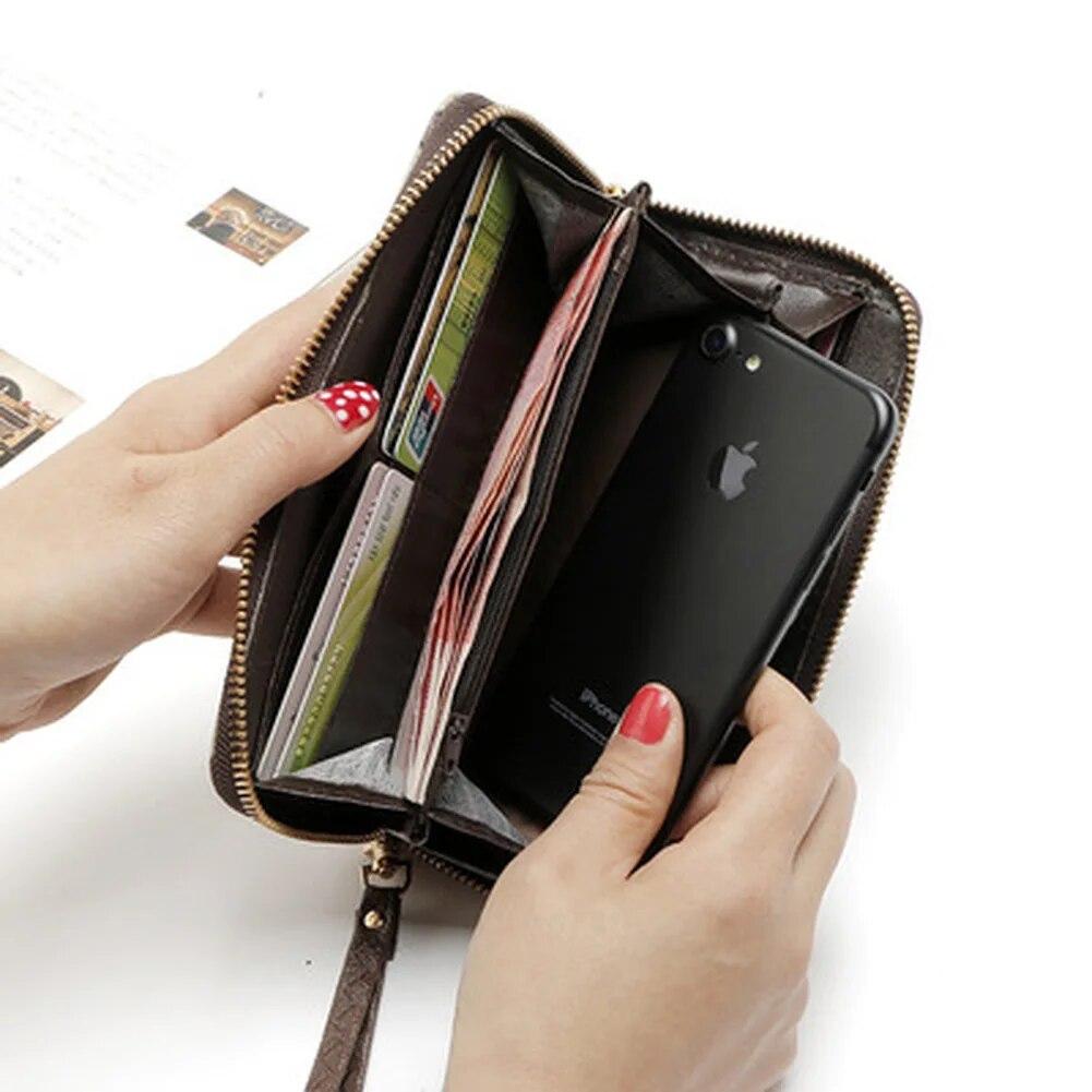 Женский кошелек с принтом розы, длинная сумка, модный клатч на дикой молнии, кошелек с несколькими картами, кошелек с держателем для карт Cartera