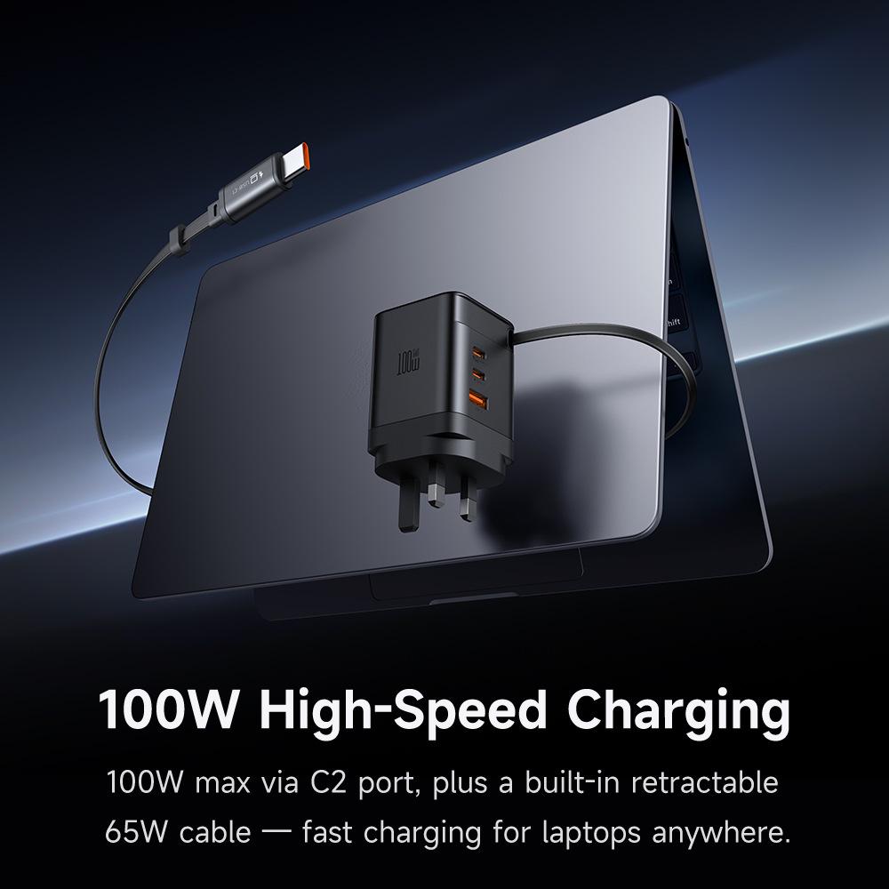 Mai Duo Duo MDD FreeGo 100 Вт GaN USB-C Выдвижной Кабель Быстрое Зарядное Устройство 3C1A