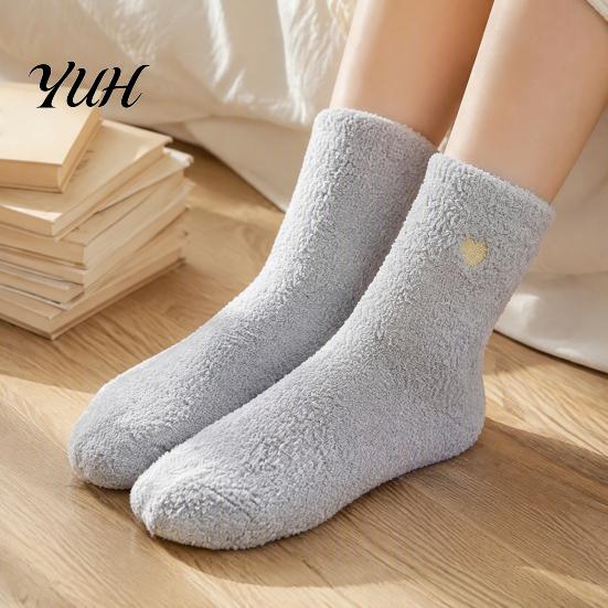 Non Slip Indoor Floor Socks 1 Pair Women's Fuzzy Slipper Socks, Soft Plush Warm Winter Foot Warmer for Women Home Sleeping Fluffy Cozy Fleece
