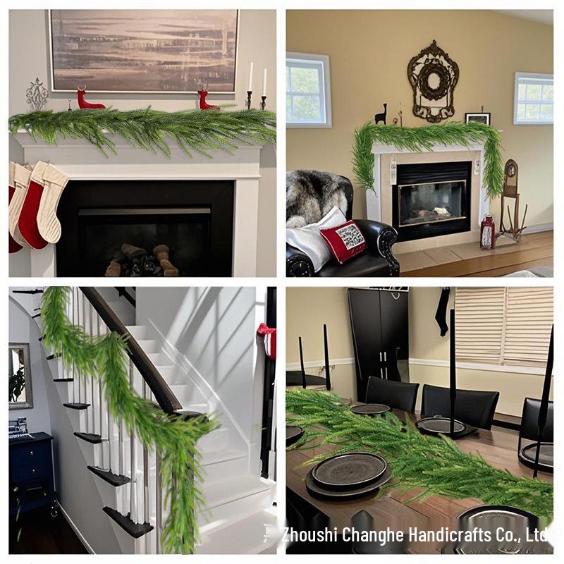 Christmas Norfolk Pine Rattan with Pine Needles & Cypress Vines - Artificial Greenery for Decoration & Landscaping