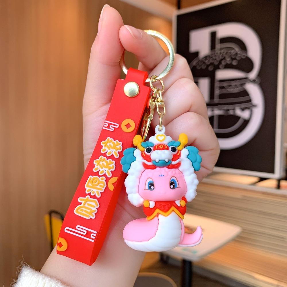 Lion Dance 2025 New Year Pendant Good Lucky Snake Key Ring Fashion Snake Keychain Bag Charm