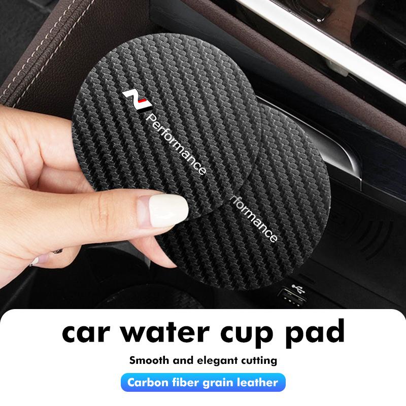 2Pcs Car Coasters Water Cup Holder Non-Slip Mat Accessories For Hyundai N Line Tiburon Coupe Tuscani I30 I20 IX35 I40 Sonata HH51